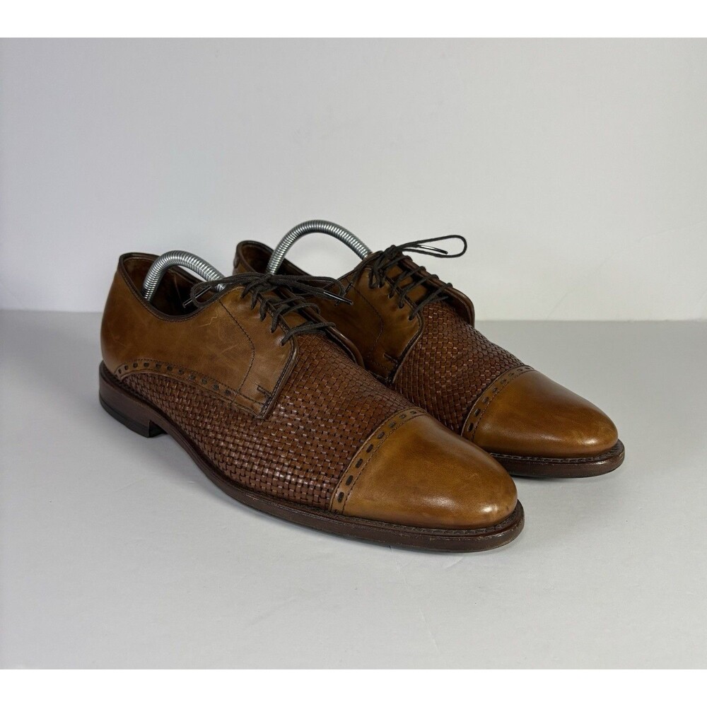 Allen Edmonds Woven Brown Leather Oxford Shoes Men's 10.5 D Made In USA